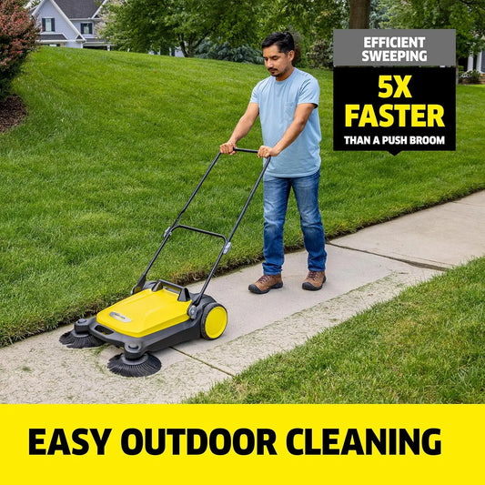 Walk Behind Outdoor Push Sweeper - 5X Faster Than a Push Broom