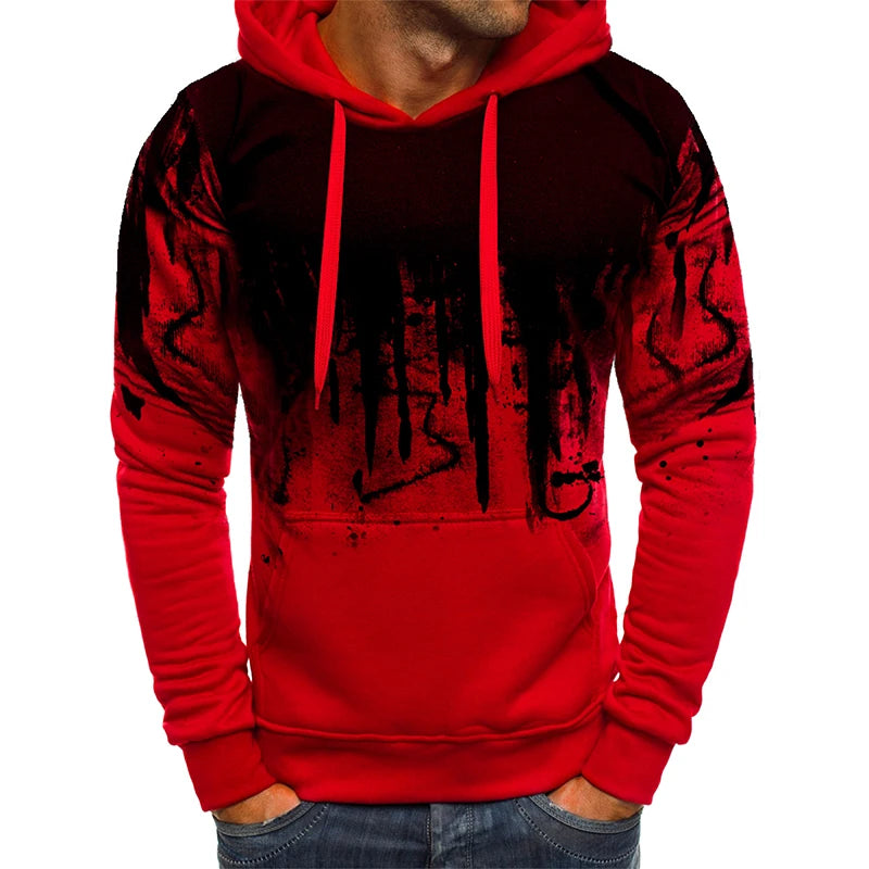 Men s  Hood Sweatshirt 3D Printed Long Sleeve Loose Hoodies with Kangaroo Pocket
