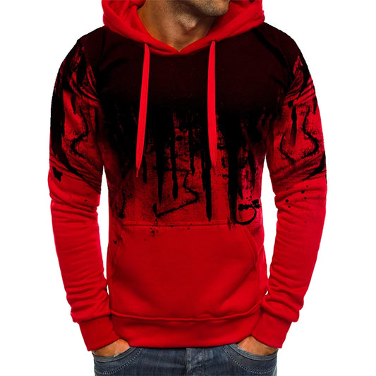 Men s  Hood Sweatshirt 3D Printed Long Sleeve Loose Hoodies with Kangaroo Pocket