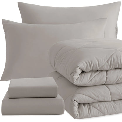 5 Piece Bedding Comforter Set. Breathable Bed in a Bag, Includes Comforter, Fitted Sheet, Top Sheet and Pillowcases
