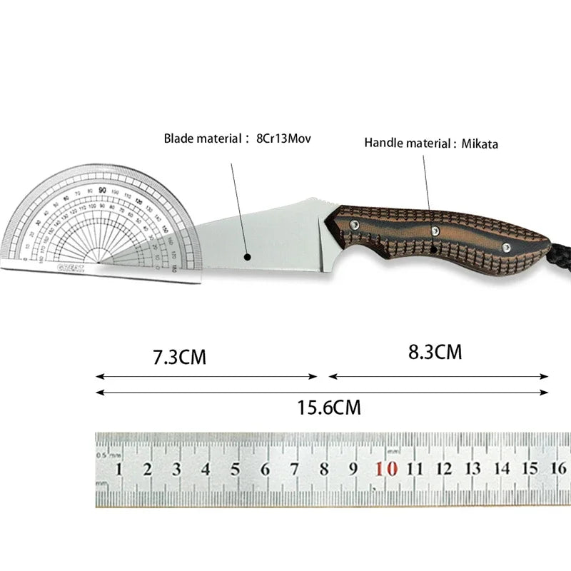 Small Straight 2.44 "double Color G10 Handle for Outdoor Camping Survival, Fishing, Rock Climbing, Tactical Hunting Knife