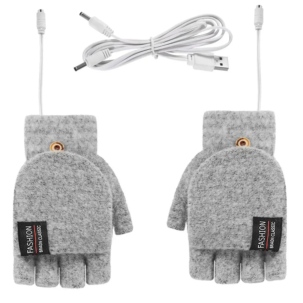 USB Electric Heated Gloves Touchscreen Double-Sided Heating Gloves Fingerless Hands Warmer