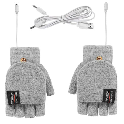 USB Electric Heated Gloves Touchscreen Double-Sided Heating Gloves Fingerless Hands Warmer