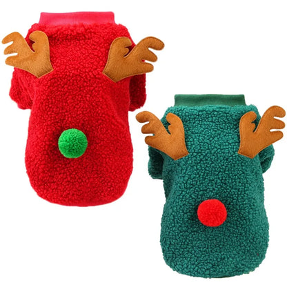 Christmas Pet Clothes Warm Fleece Dog Sweaters Winter Coats Clothing for Small Dogs