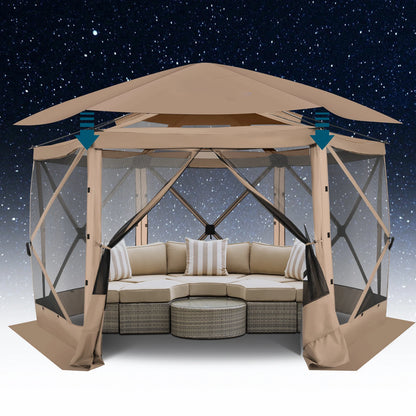 Pop up Gazebo Screen Tent for Camping, 12x12 Removable Roof, Outdoor Screened 5 walls