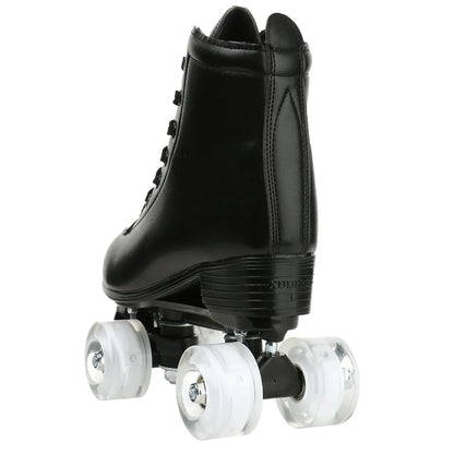 Double-Row Roller Skate Shoes Quad Sneakers Beginner Men Women Outdoor Skating  Size 34-45 Pu Leather