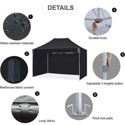10x15 Heavy-Duty Outdoor Patio Canopy Tent with Sidewalls and Sandbags for Instant Setup