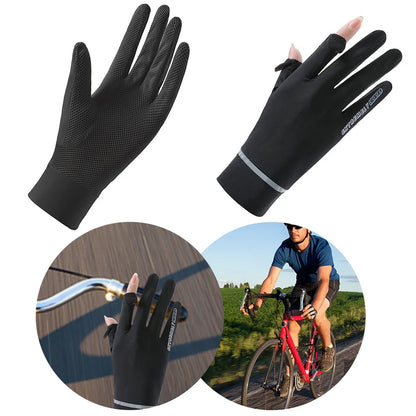 Lady Sunscreen Ice Silk Gloves Cycling  Breathable Motorcycle Bicycle for Golf Driving Riding Fishing Hiking