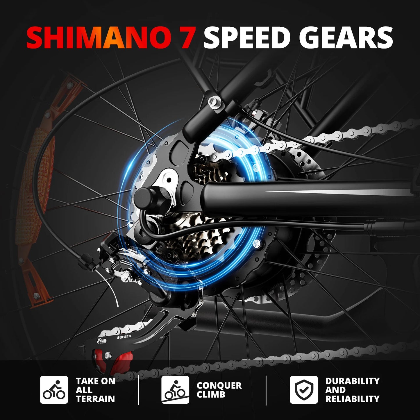 Electric Bike for Adults 1000W 48V 15AH 26" Fat Tire Mountain 31mph Dual Shock Absorber