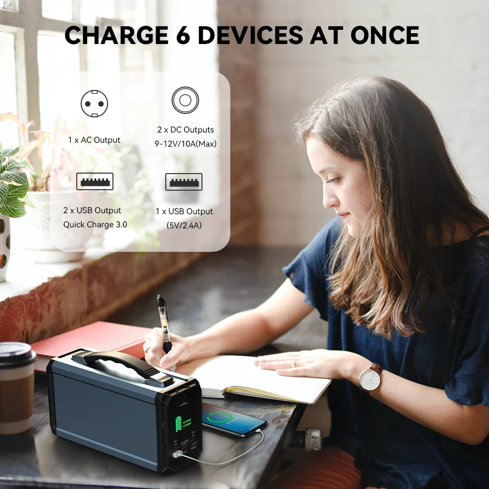 Power Station 300W Portable AC Outlet 222Wh Solar Generator Energy Station