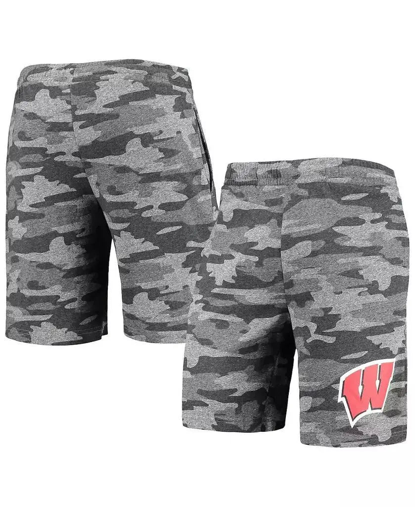 | Men's Charcoal, Gray Wisconsin Badgers Camo Lounge Shorts