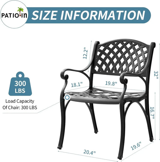 2 Piece Outdoor Cast Aluminum Dinning Chairs, Patio Bistro Chair Set with Armrests, Patio Dinning Chairs2025-