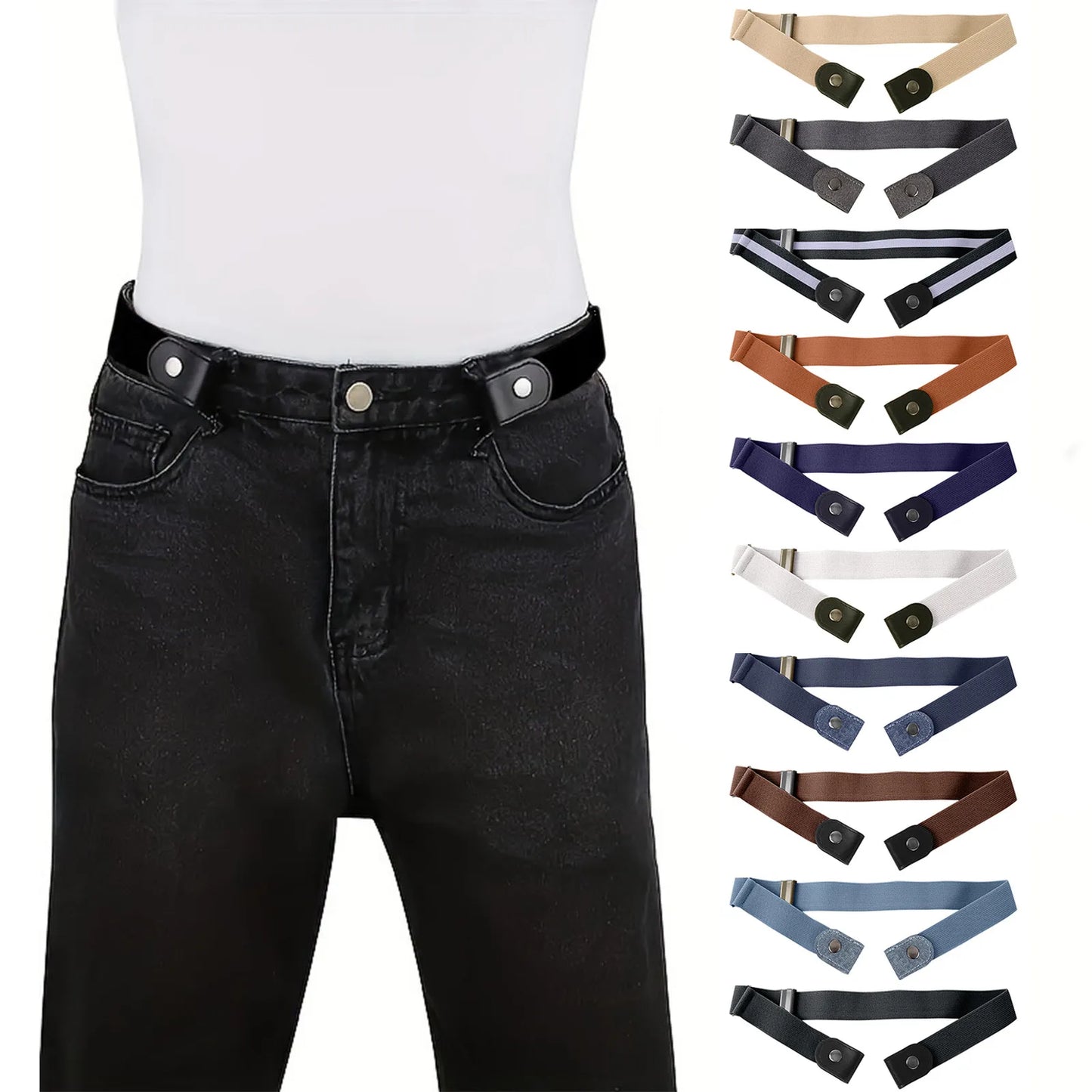 Elastic Belt Without Buckle Canvas Women Belt Stretch