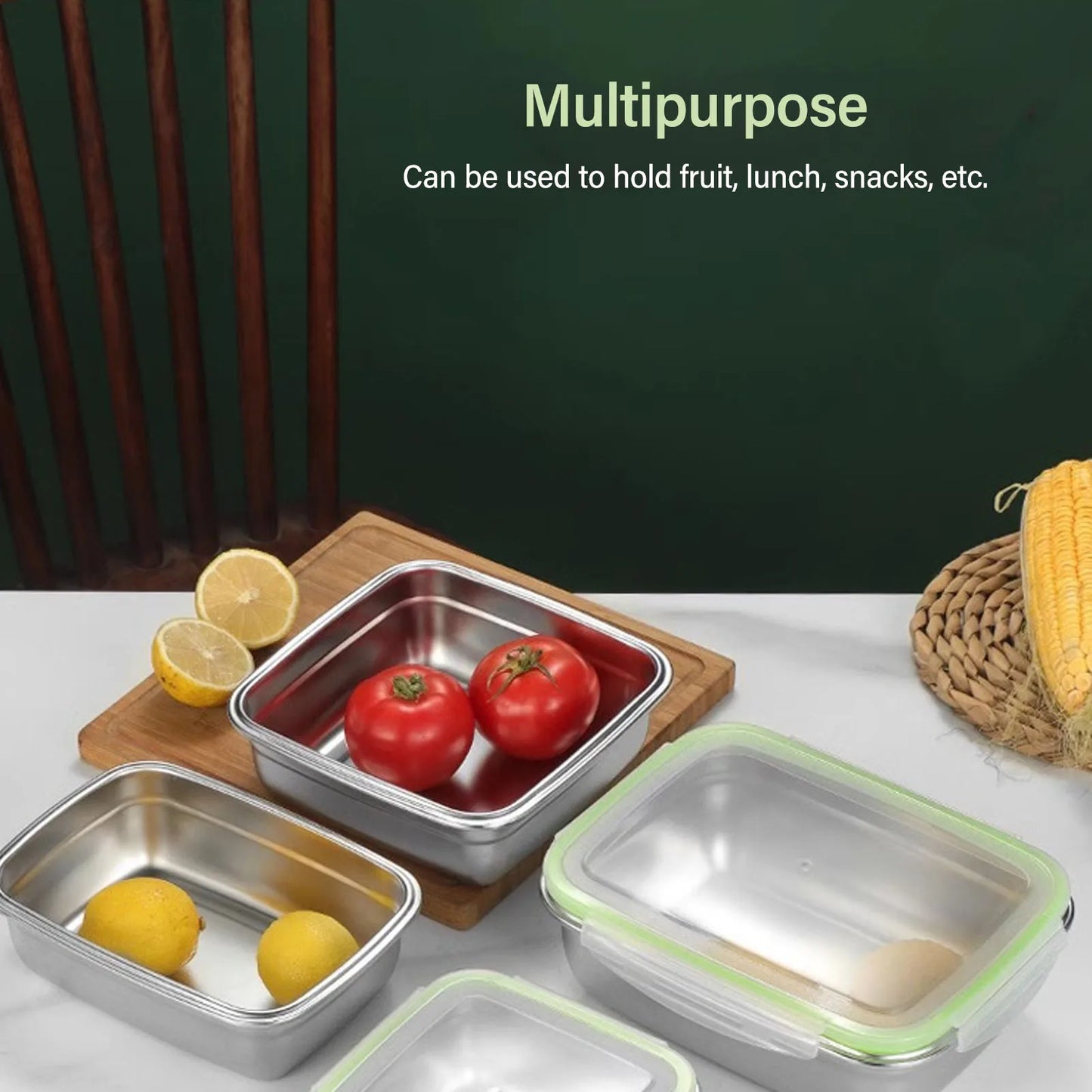 Food Storage Container Multifunctional Space Saving 304 Stainless Steel Food Storage Box Easy To Clean for Camping for Kitchen