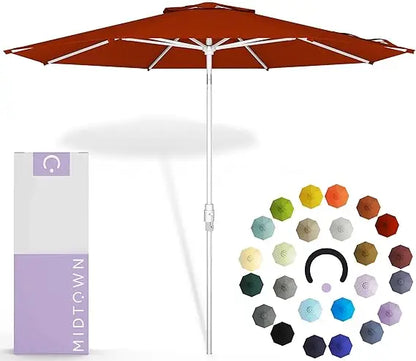 8 Ft. Patio Umbrella Polyester Fabric - Fiberglass Ribs, Auto-Tilt Aluminum Frame