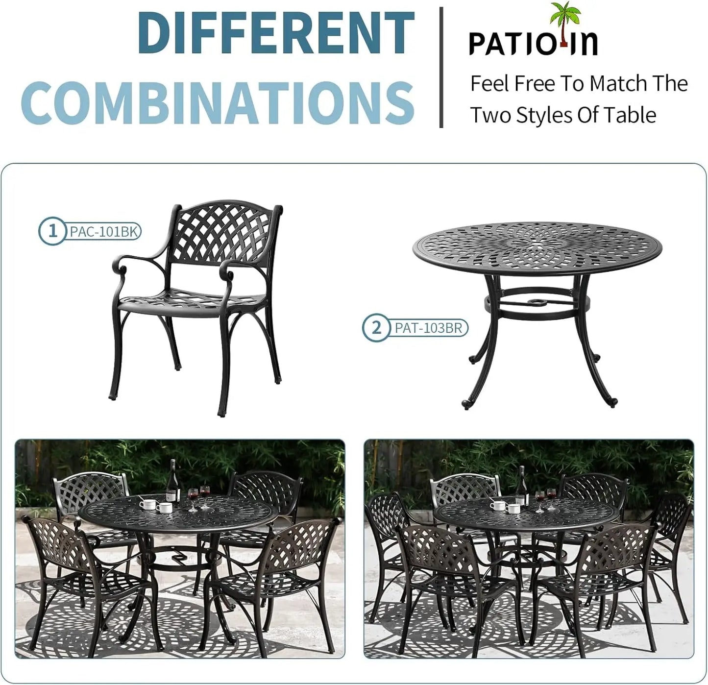 2 Piece Outdoor Cast Aluminum Dinning Chairs, Patio Bistro Chair Set with Armrests, Patio Dinning Chairs2025-