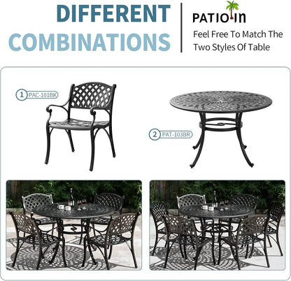 2 Piece Outdoor Cast Aluminum Dinning Chairs, Patio Bistro Chair Set with Armrests, Patio Dinning Chairs2025-