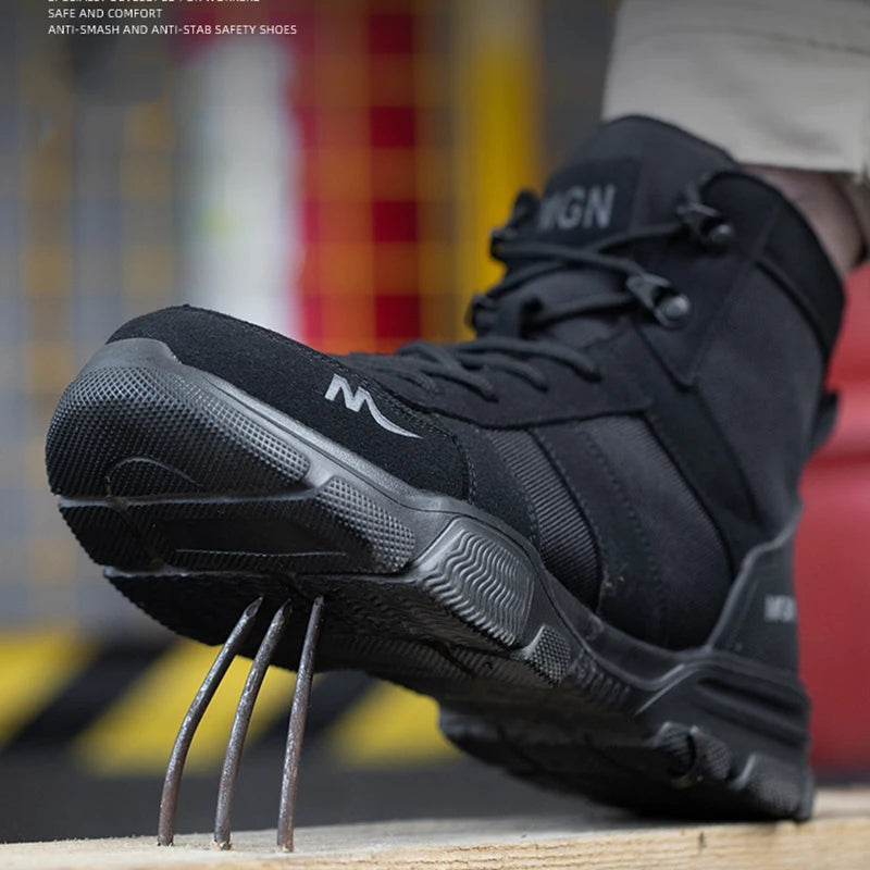 Mens Safety Shoes Steel Toe  Anti-Puncture Indestructible Shoes Trail Running  Outdoor Protective Boot