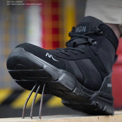 Mens Safety Shoes Steel Toe  Anti-Puncture Indestructible Shoes Trail Running  Outdoor Protective Boot