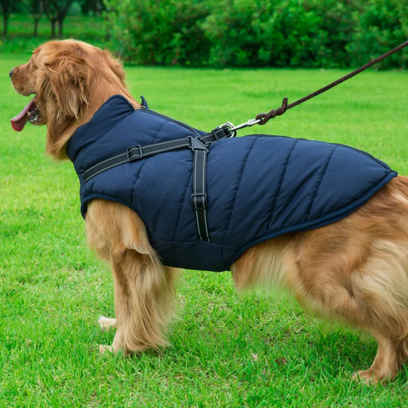Winter Warm Jacket Waterproof Pet Coat for Small Large Dog Fleece with Harness