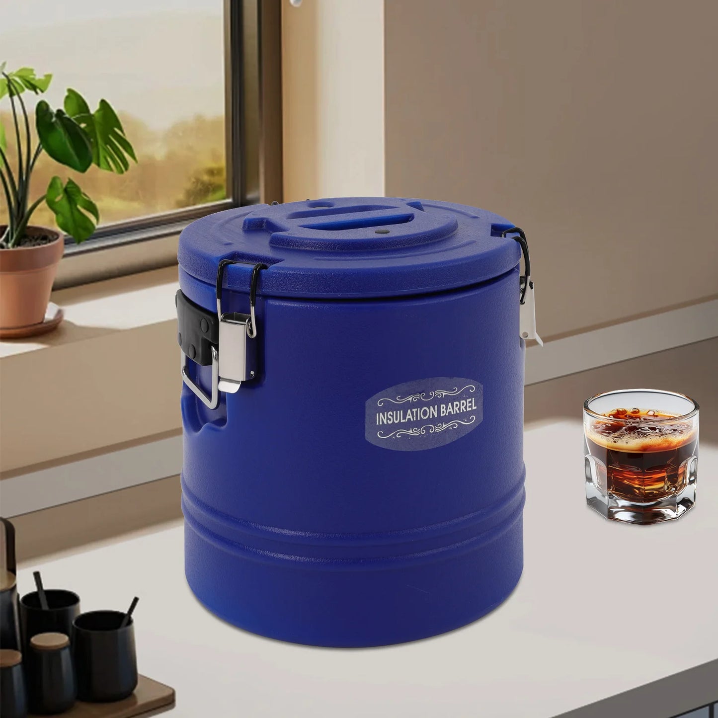 15L Insulated Food Storage Bucket - Hot & Cold Thermal Container - Leak-Proof with 3 Locking Buckles