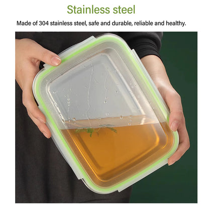 Food Storage Container Multifunctional Space Saving 304 Stainless Steel Food Storage Box Easy To Clean for Camping for Kitchen