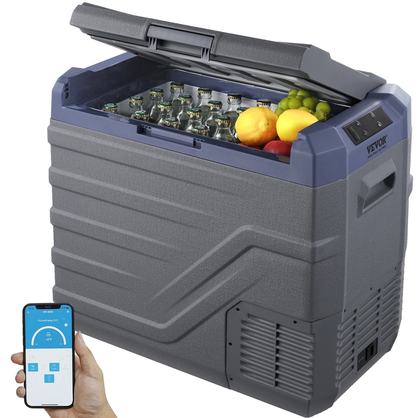Car Refrigerator Portable Freezer&Built-in Light Compressor Cooler for Outdoor Camping