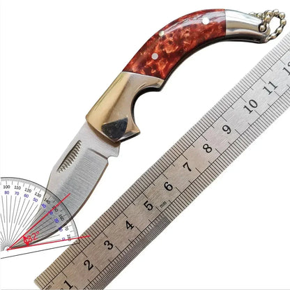 Folding Knife Survival Tool Steel+Wood Handle