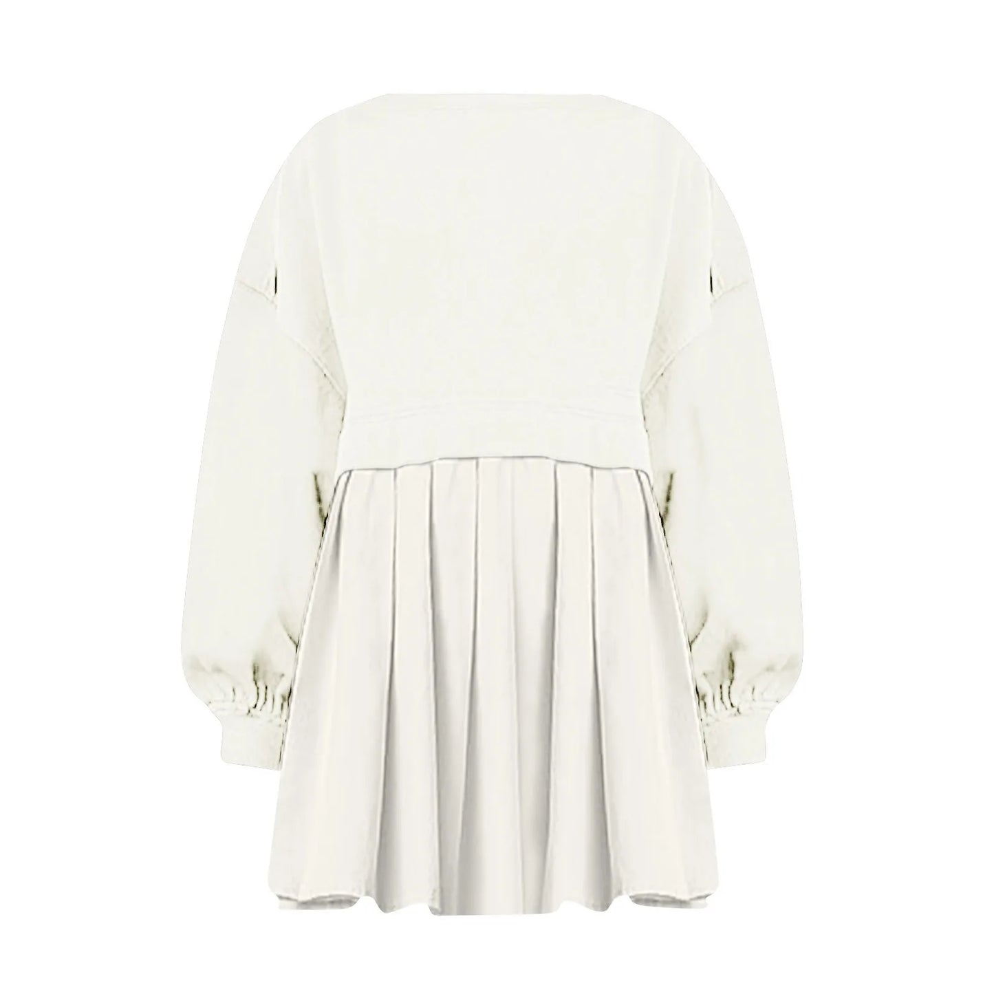 Women Sweatshirt Dress Long Sleeve Crewneck Pullover Loose Fit Tops Pleated Sweatshirts Dresses