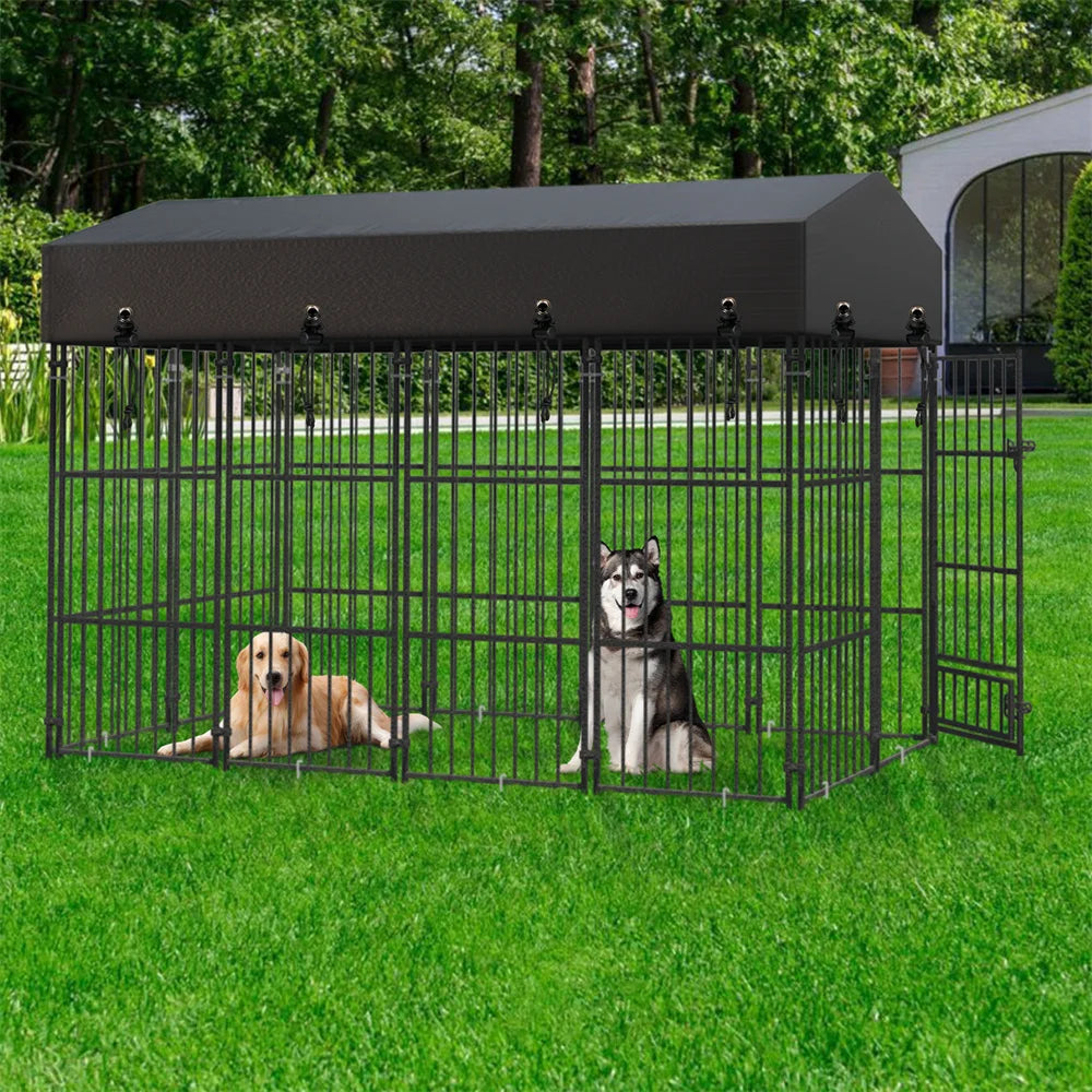 Heavy Duty Large Dog Kennel  Welded Metal Playpen  with Roof