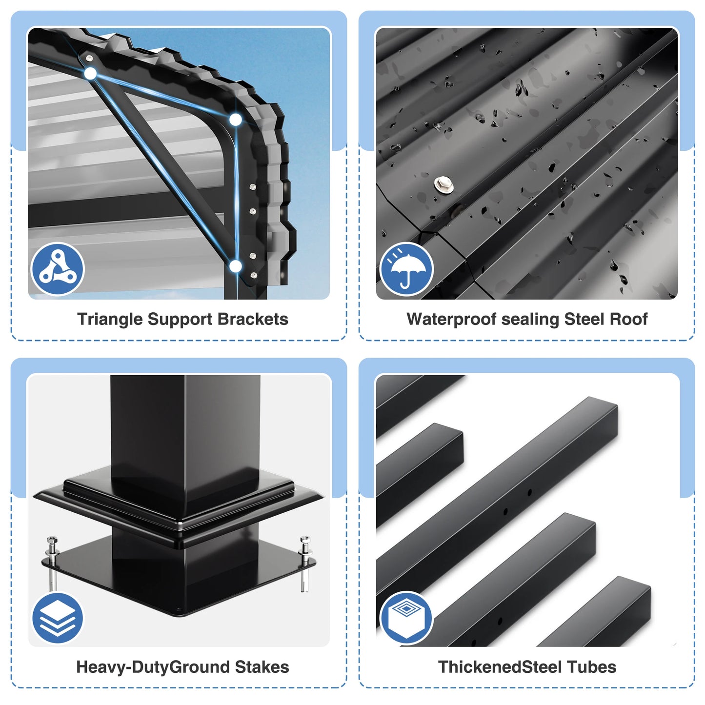 20x20/20x30/20x40FT Metal Carport with Enhanced Base Outdoor Heavy Duty Galvanized Car Shelter