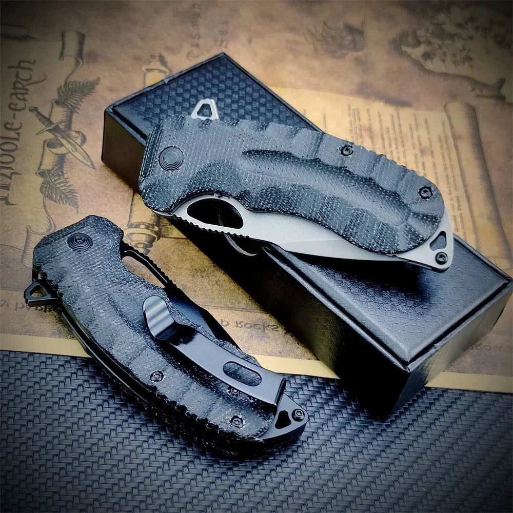 Pocket Knife  Linen Micarta Handle Outdoor Tactical Camping Hunting Survival Multi-tool Knife