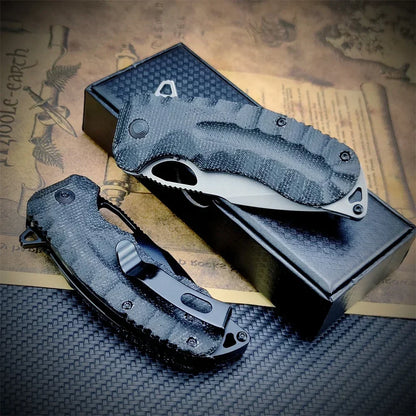 Pocket Knife  Linen Micarta Handle Outdoor Tactical Camping Hunting Survival Multi-tool Knife