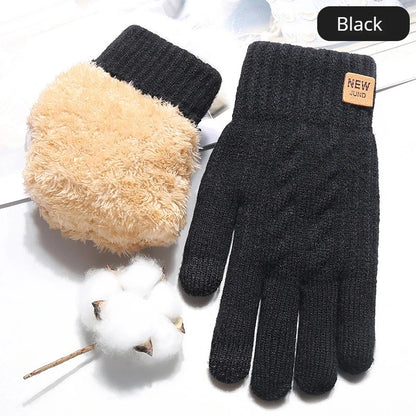 Men's Winter Touchscreen Gloves Solid Color Warm Thick Plush Riding Gloves for Cycling Running Driving Hiking MIAO-US