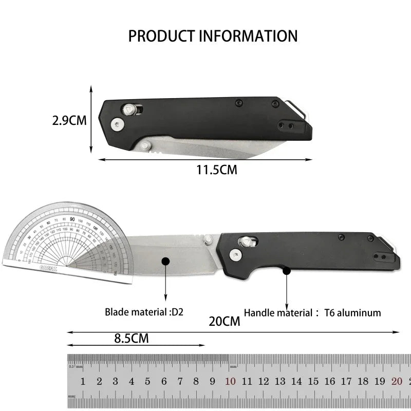 Portable Folding Knife  Steel Blade T6 Aluminum Handle Outdoor Camping Survival Hunting Knife E Tool, Men's Gift
