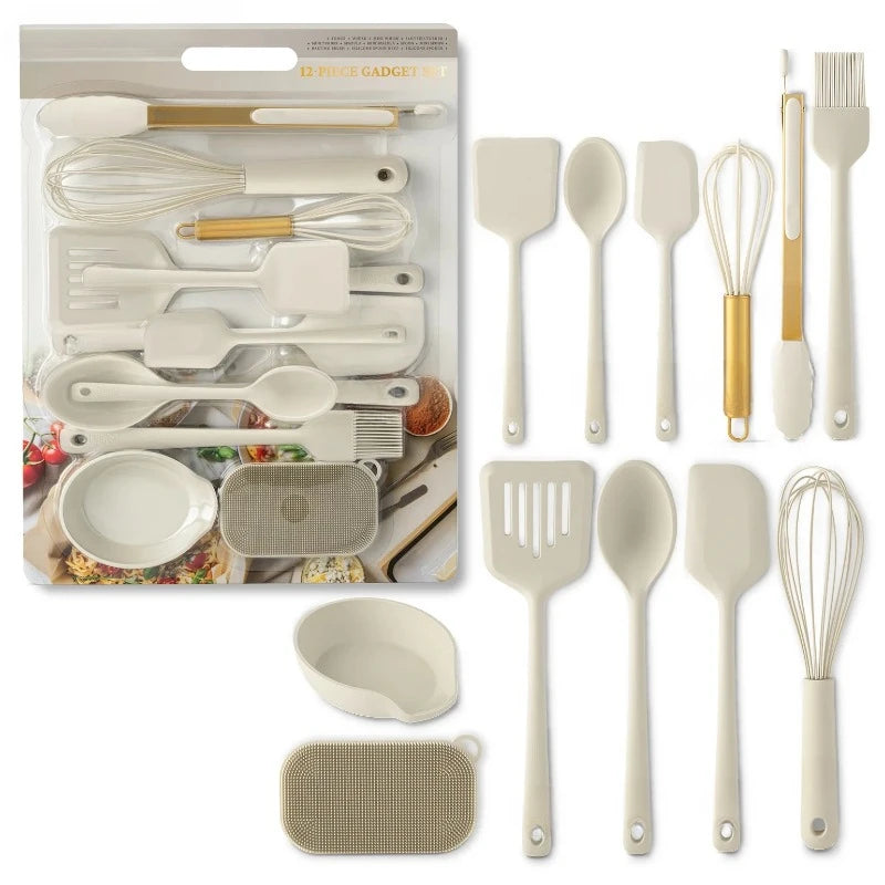 12-Piece Silicone Cooking Utensil Set, Durable and Stylish for Use with Non-Stick Cookware