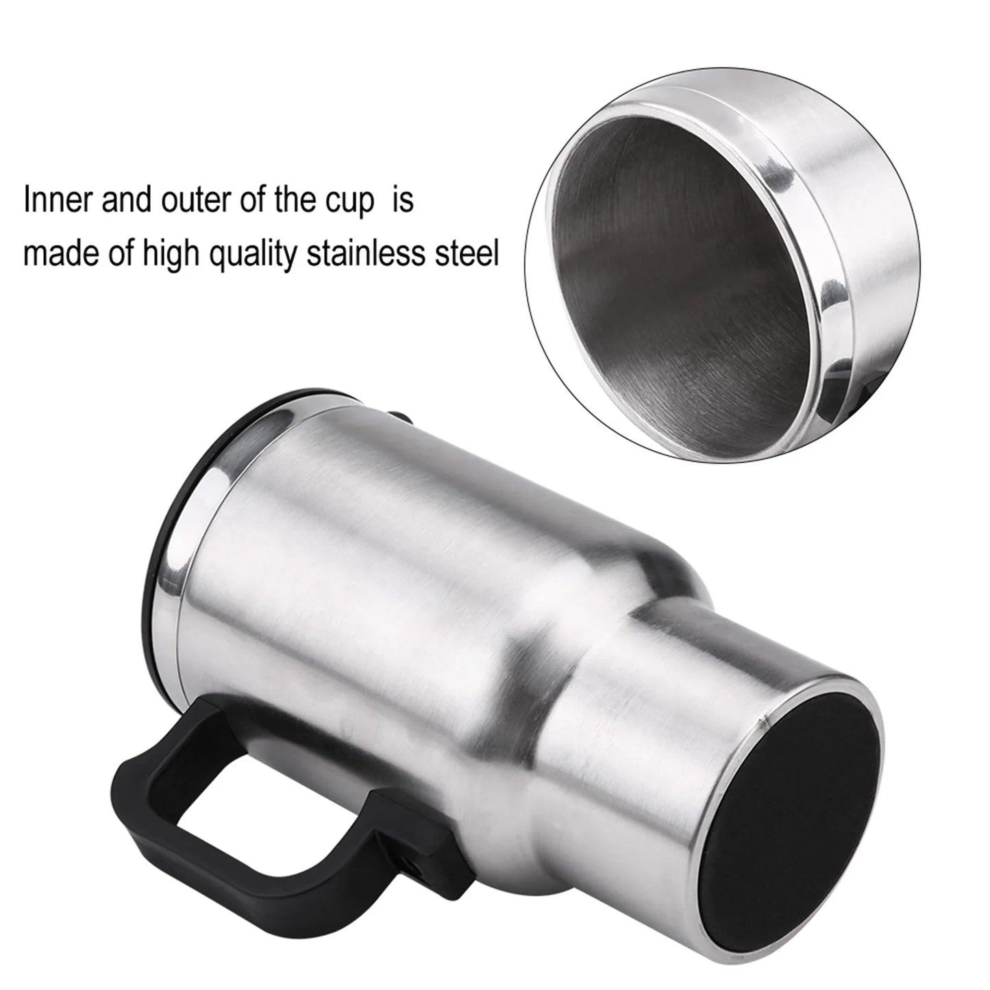 Electric Coffee Mug Water Kettle 12V  Stainless Steel Travel Heating Car Cup Mug