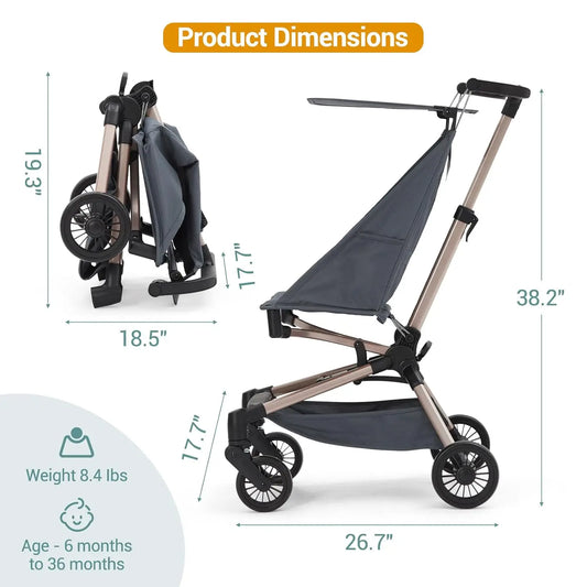Baby Stroller, Compact for Airplane with Carry Bag Foldable Toddler
