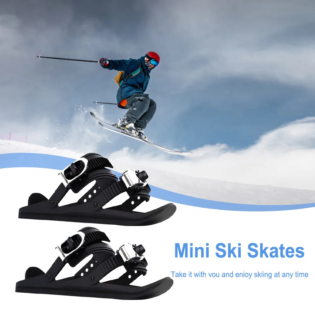 Mini Short Ski Skates Skis Boots Portable Winter Outdoor Sports