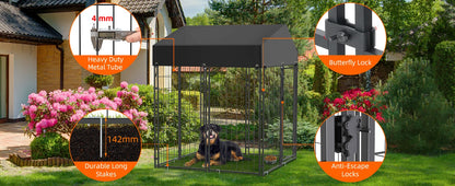Heavy Duty Large Dog Kennel  Welded Metal Playpen  with Roof