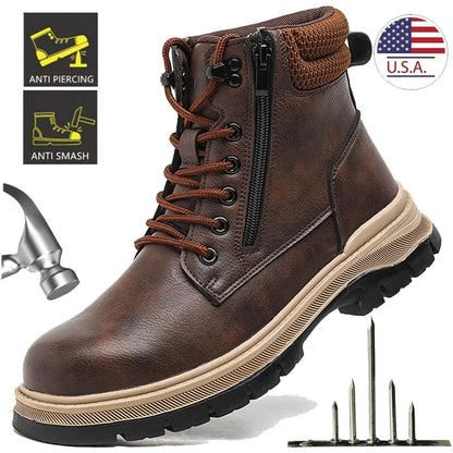 Waterproof Safety Boots Men  Steel Toe Boots Anti-smash Stab-resistant Safety Shoes