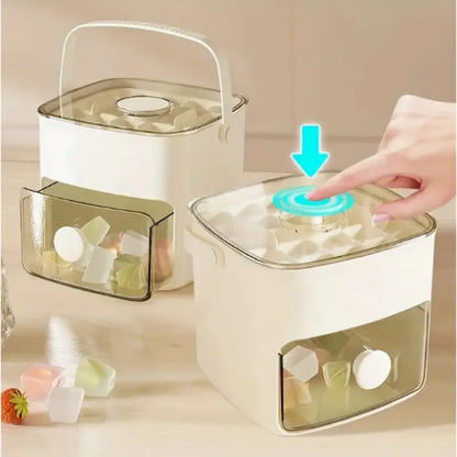 48-Cube Portable Ice Maker with Double Layer Silicone Tray & Easy-Press Lid | 1-10L Capacity, No Electricity Needed, Durable PET