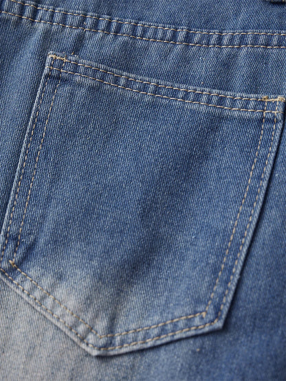 Ladies Stylish High Waist Blue Denim Jeans with Straight Leg Perfect for Spring and Fall Casual Wear Comfortable