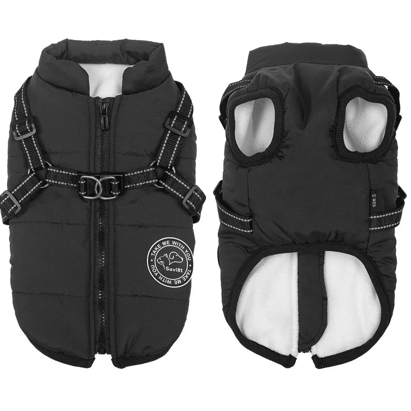 Winter Warm Jacket Waterproof Pet Coat for Small Large Dog Fleece with Harness