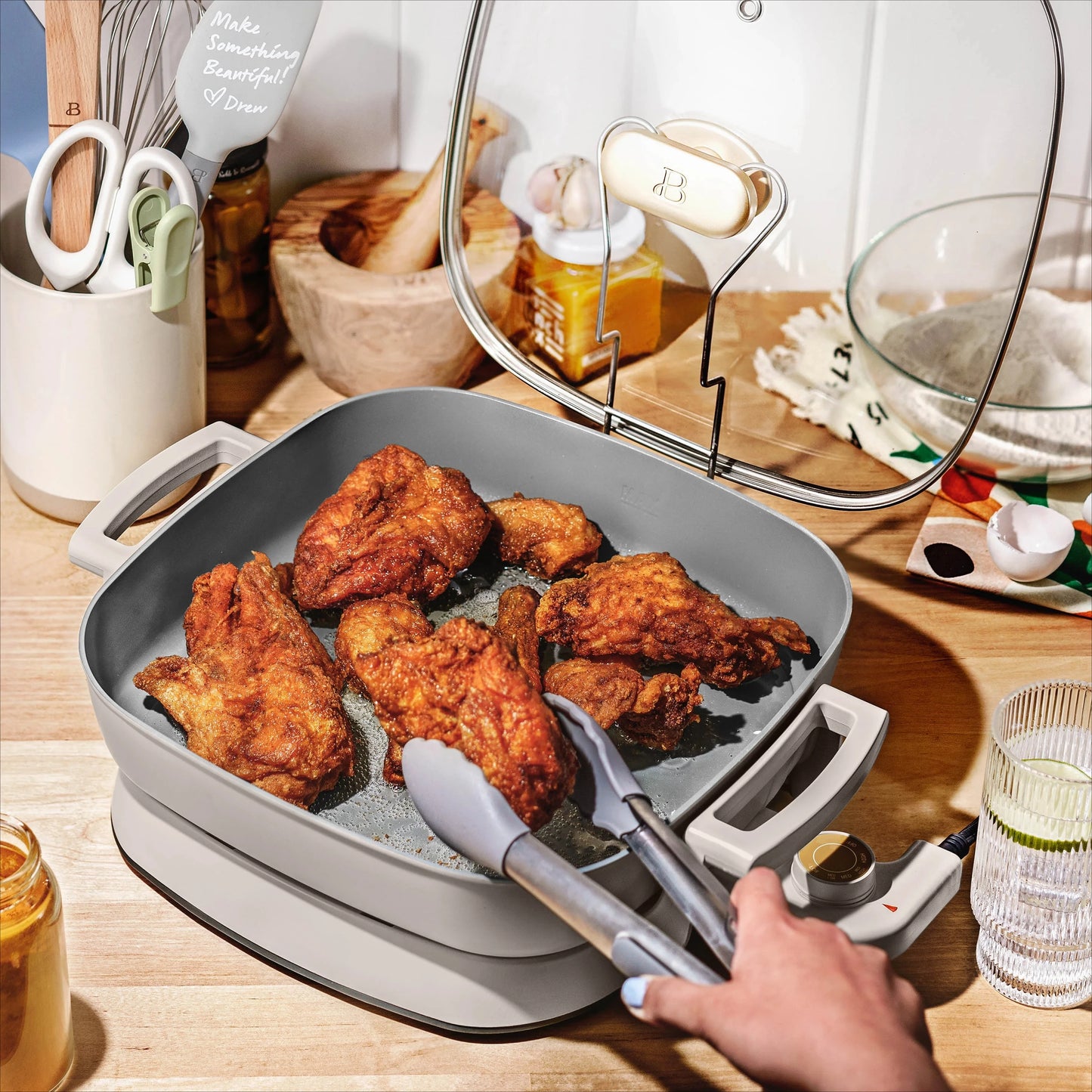 5-in-1 Frying Pan - Expandable to 7 Quarts with Glass Lid for  Slow Cooking and More