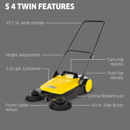 Walk Behind Outdoor Push Sweeper - 5X Faster Than a Push Broom