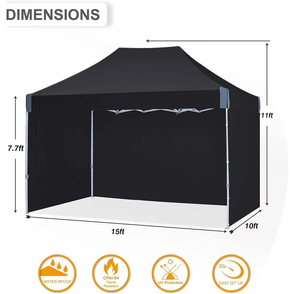 10x15 Heavy-Duty Outdoor Patio Canopy Tent with Sidewalls and Sandbags for Instant Setup