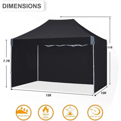 10x15 Heavy-Duty Outdoor Patio Canopy Tent with Sidewalls and Sandbags for Instant Setup