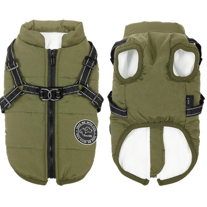 Winter Warm Jacket Waterproof Pet Coat for Small Large Dog Fleece with Harness