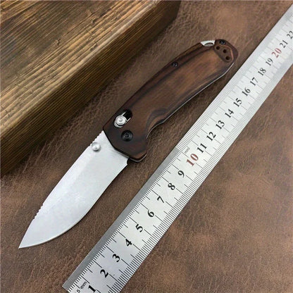 Multifunctional Folding Knife Stabilized Wood Handle with Pocket Clip.